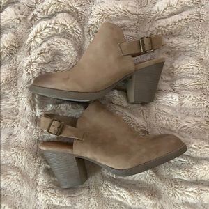 Brown Suede Slingback Booties